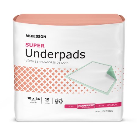 Disposable Underpad McKesson Super 30 X 36 Inch Fluff / Polymer Moderate Absorbency