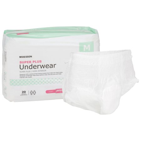 Unisex Adult Absorbent Underwear McKesson Super Plus Pull On with Tear Away Seams Medium Disposable Moderate Absorbency