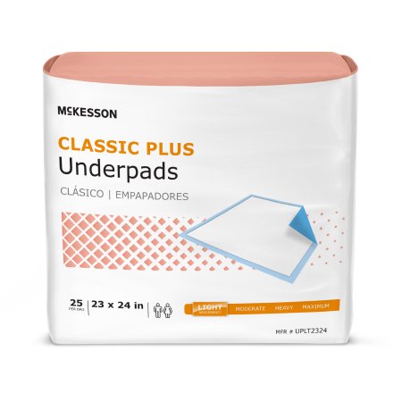 Disposable Underpad McKesson Classic Plus 23 X 24 Inch Fluff / Polymer Light Absorbency