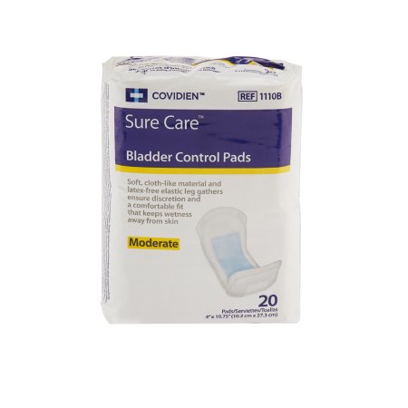 Bladder Control Pad Sure Care™ 4 X 10-3/4 Inch Moderate Absorbency Polymer Core One Size Fits Most