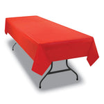 Table Set Rectangular Table Cover, Heavyweight Plastic, 54" x 108", Red, 6/Pack