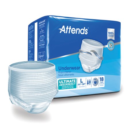 Unisex Adult Absorbent Underwear Attends® Advanced Pull On with Tear Away Seams Large Disposable Heavy Absorbency