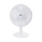 12" 3-Speed Oscillating Desk Fan, Plastic, White