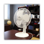 12" 3-Speed Oscillating Desk Fan, Plastic, White