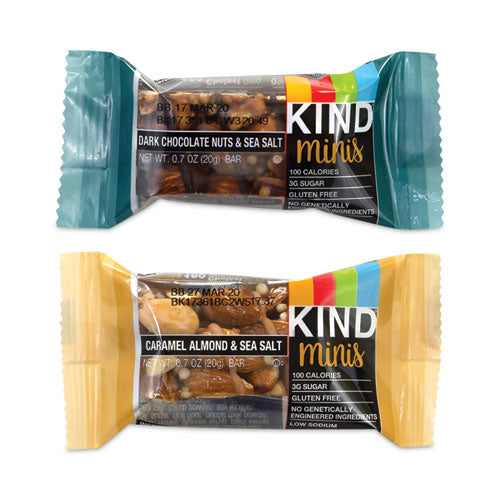 Minis, Dark Chocolate Nuts Sea Salt/Caramel Almond Nuts Sea Salt, 0.7 oz Bar, 32 Bars/Carton, Ships in 1-3 Business Days