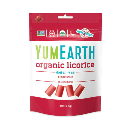 Organic Gluten Free Pomegranate Licorice, 5 oz Bag, 4/Pack, Ships in 1-3 Business Days