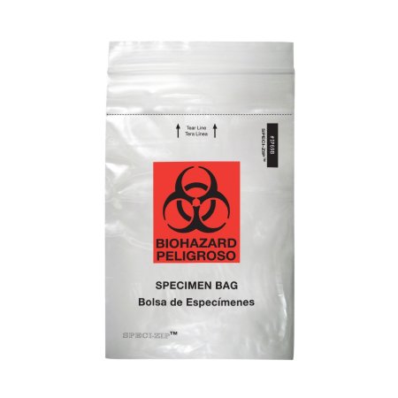 Specimen Transport Bag with Document Pouch Speci-Zip® 6 X 9 Inch Zip Closure Biohazard Symbol NonSterile