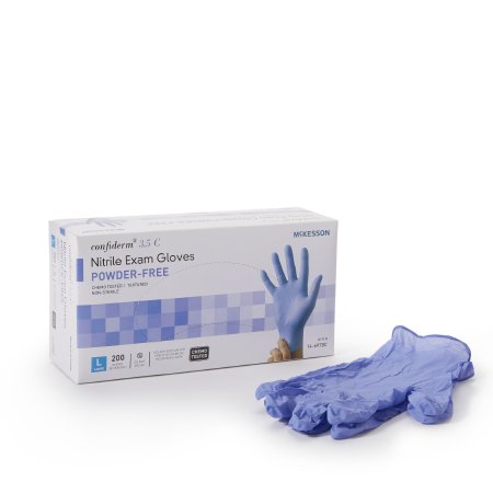 Exam Glove McKesson Confiderm® 3.5C Large NonSterile Nitrile Standard Cuff Length Textured Fingertips Blue Chemo Tested