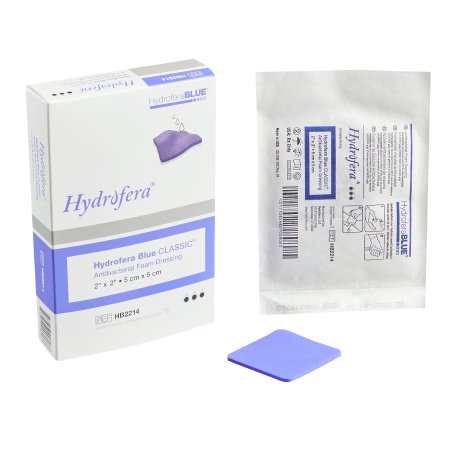 Antibacterial Foam Dressing Hydrofera BLUE® Classic 2 X 2 Inch Without Border Without Film Backing Nonadhesive Square Sterile