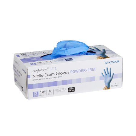 Exam Glove McKesson Confiderm® 3.5C X-Large NonSterile Nitrile Standard Cuff Length Textured Fingertips Blue Chemo Tested