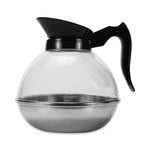 Unbreakable Regular Coffee Decanter, 12-Cup, Stainless Steel/Polycarbonate, Black Handle