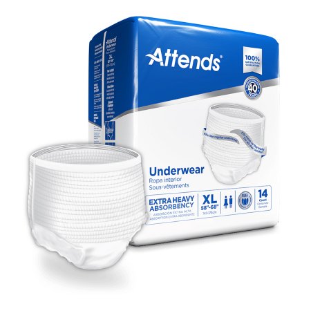 Unisex Adult Absorbent Underwear Attends® Pull On with Tear Away Seams X-Large Disposable Heavy Absorbency