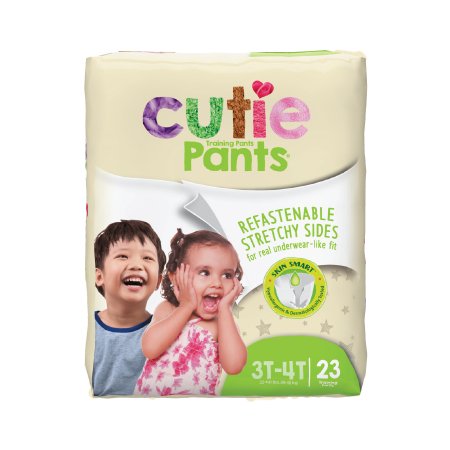 Unisex Toddler Training Pants Cutie Pants® Pull On with Tear Away Seams Size 3T to 4T Disposable Heavy Absorbency