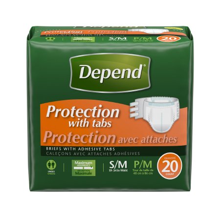 Unisex Adult Incontinence Brief Depend® Small / Medium Disposable Heavy Absorbency