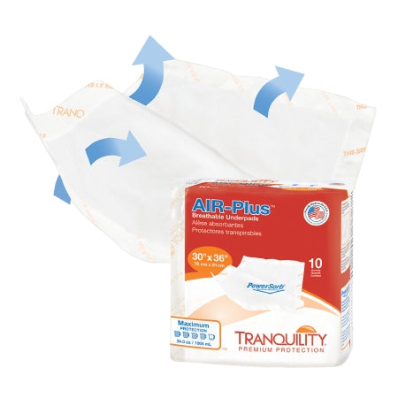 Disposable Underpad Tranquility® AIR-Plus™ 30 X 36 Inch Powersorb® Material Heavy Absorbency