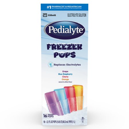 Oral Electrolyte Solution Pedialyte® Freezer Pops Grape / Blue Raspberry / Cherry / Orange Flavor 2.1 oz. Electrolyte