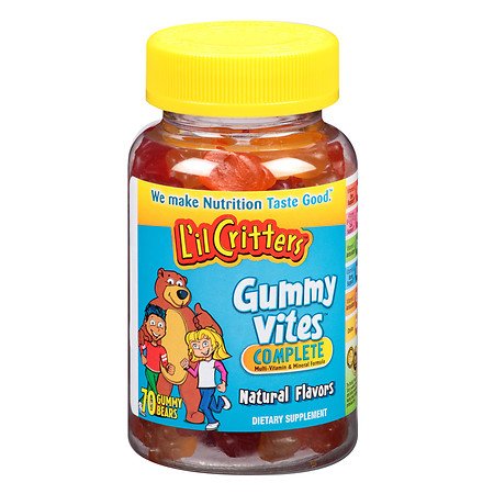 Multivitamin Supplement L'il Critters® Vitamin A / Ascorbic Acid / Vitamin D 2100 IU - 400 IU - 20 mg Strength Gummy 70 per Bottle Assorted Fruit Flavors