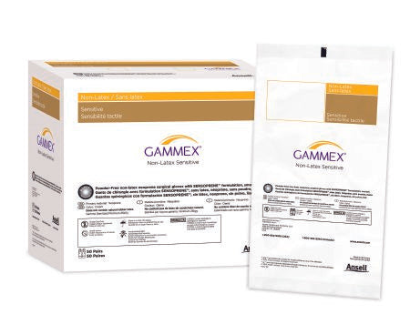 Surgical Glove GAMMEX® Non-Latex Sensitive Size 7 Sterile Polychloroprene Standard Cuff Length Micro-Textured Cream Chemo Tested