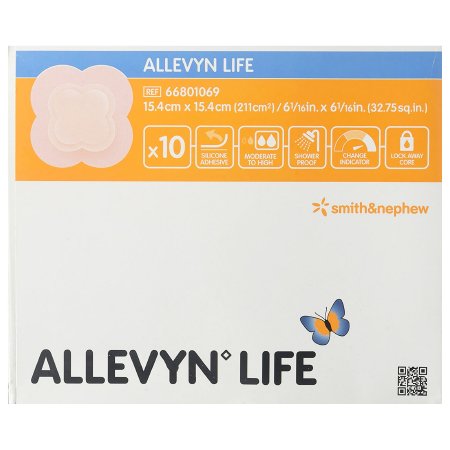 Foam Dressing Allevyn Life 6-1/16 X 6-1/16 Inch With Border Film Backing Silicone Gel Adhesive Quadrilobe Sterile