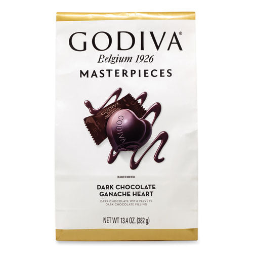 Masterpieces Dark Chocolate, Dark Chocolate Ganache Heart, 13.4 oz Bag, Ships in 1-3 Business Days