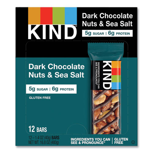 Nuts and Spices Bar, Dark Chocolate Nuts and Sea Salt, 1.4 oz, 12/Box