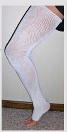 Compression Stocking EdemaWear® Thigh High Large White Open Toe