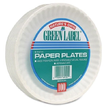 Plate AJM Packaging Corporation White Single Use Paper 6 Inch Diameter