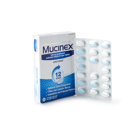 Cold and Cough Relief Mucinex® 600 mg Strength Tablet 20 per Box