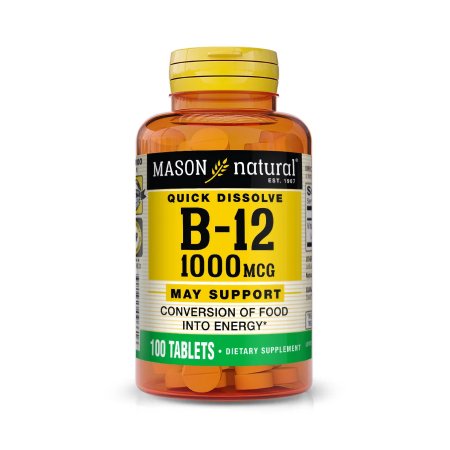 Vitamin Supplement Mason Natural® Vitamin B12 1000 mcg Strength Tablet 100 per Bottle