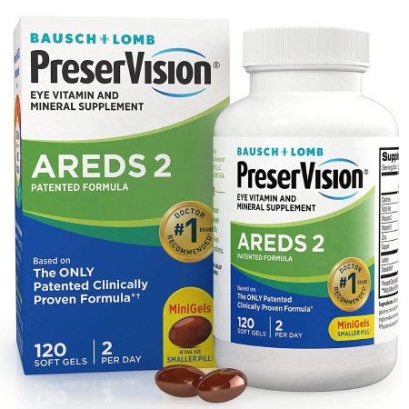 Eye Vitamin Supplement PreserVision® Areds 2 Ascorbic Acid / Vitamin E 2200 IU - 226 mg Strength Capsule 120 per Bottle