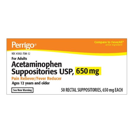 Pain Relief 650 mg Strength Acetaminophen Rectal Suppository 50 per Box
