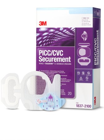 PICC/CVC Securement Device + Tegaderm™ I.V. Advanced Securement Dressing 3M™ Tegaderm™ Film 3-1/2 X 4-1/2 Inch Sterile
