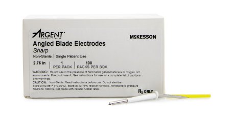 Dermal Tip Electrode McKesson Argent™ Stainless Steel Sharp Angled Blade Tip Disposable NonSterile