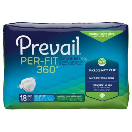 Unisex Adult Incontinence Brief Prevail® Per-Fit 360°™ Large Disposable Heavy Absorbency