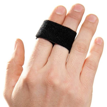 Finger Wrap Splint 3pp® Buddy Loops® Adult One Size Fits Most Hook and Loop Strap Closure Left or Right Hand Black