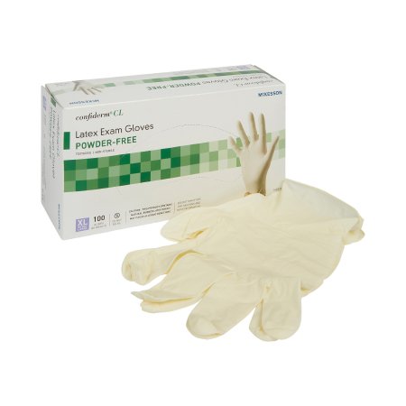 Exam Glove McKesson Confiderm® X-Large NonSterile Latex Standard Cuff Length Textured Fingertips Ivory Not Rated