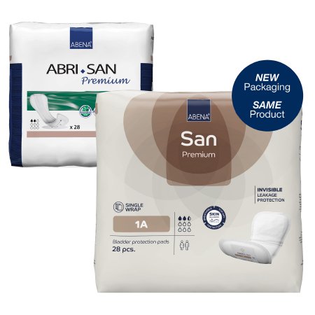 Bladder Control Pad Abri-San™ Premium 11 Inch Length Light Absorbency Fluff / Polymer Core Level 1A