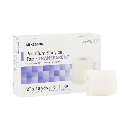 Water Resistant Medical Tape McKesson Transparent 2 Inch X 10 Yard Plastic NonSterile