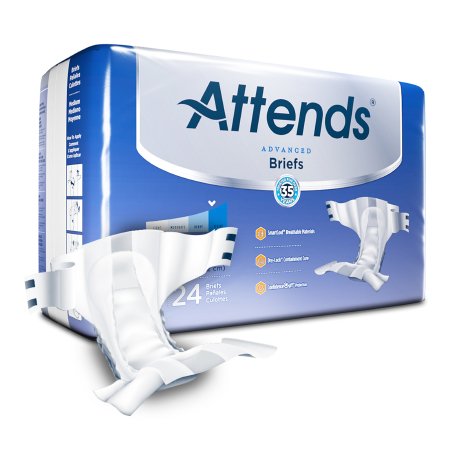 Unisex Adult Incontinence Brief Attends® Advanced Medium Disposable Heavy Absorbency