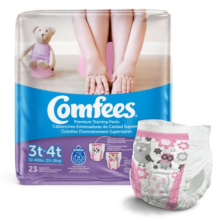 Female Toddler Training Pants Comfees® Pull On with Tear Away Seams Size 3T to 4T Disposable Moderate Absorbency