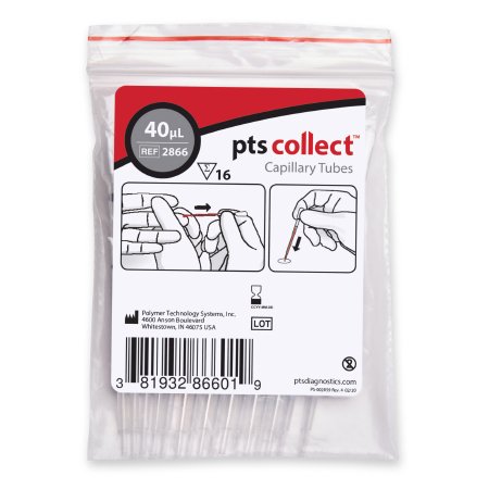 PTS Diagnostics Capillary Blood Collection Tube Plain 40 µL Without Closure Glass Tube