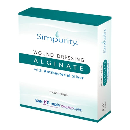 Silver Alginate Dressing Simpurity™ 4 X 5 Inch Rectangle Sterile