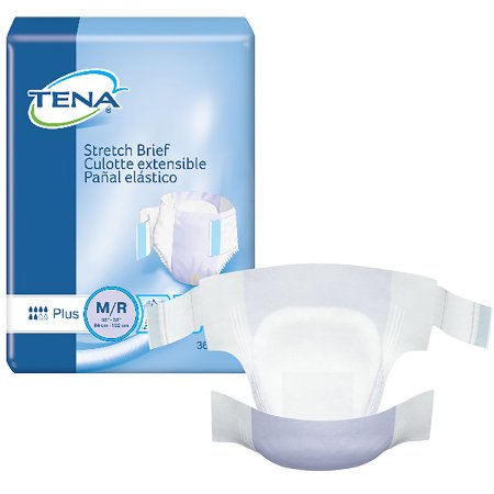 Unisex Adult Incontinence Brief TENA® Stretch™ Plus Medium Disposable Moderate Absorbency