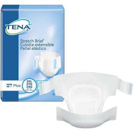 Unisex Adult Incontinence Brief TENA® Stretch™ Plus 2X-Large Disposable Moderate Absorbency