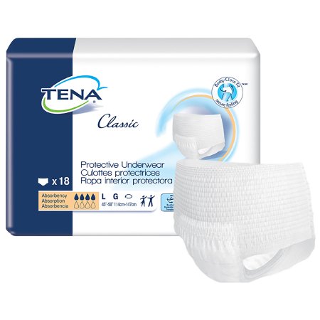 Unisex Adult Absorbent Underwear TENA® Classic Pull On with Tear Away Seams Large Disposable Moderate Absorbency