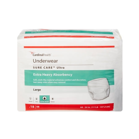 Unisex Adult Absorbent Underwear Sure Care™ Ultra Pull On with Tear Away Seams Large Disposable Heavy Absorbency