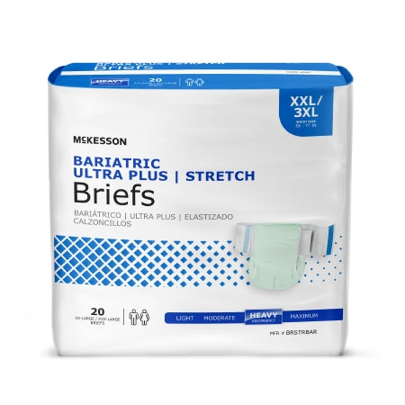 Unisex Adult Incontinence Brief McKesson Ultra Plus Stretch 2X-Large / 3X-Large Disposable Heavy Absorbency