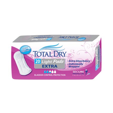 Bladder Control Pad TotalDry™ 11 Inch Length Light Absorbency Polymer Core Regular