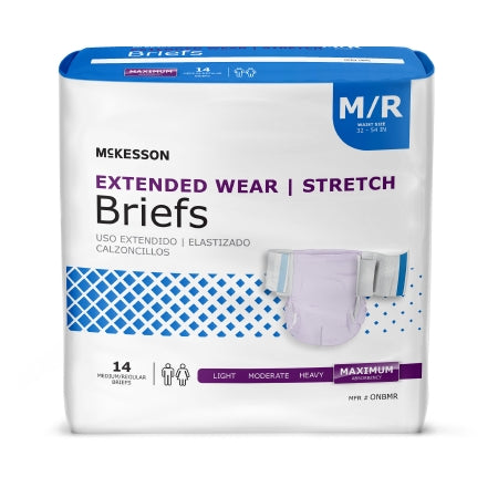 Unisex Adult Incontinence Brief McKesson Extended Wear Medium Disposable Heavy Absorbency