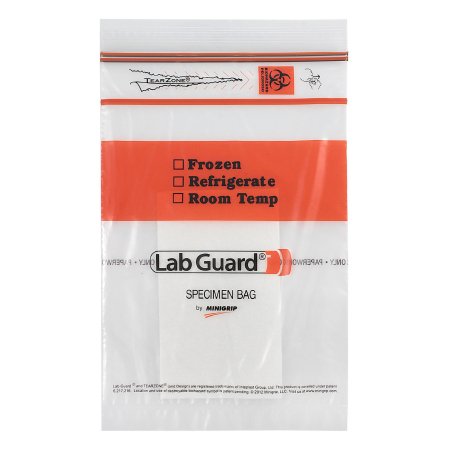 Specimen Transport Bag with Document Pouch and Absorbent Pad Lab Guard® Double Zipper 6 X 9 Inch Zip Closure Biohazard Symbol / Storage Instructions NonSterile